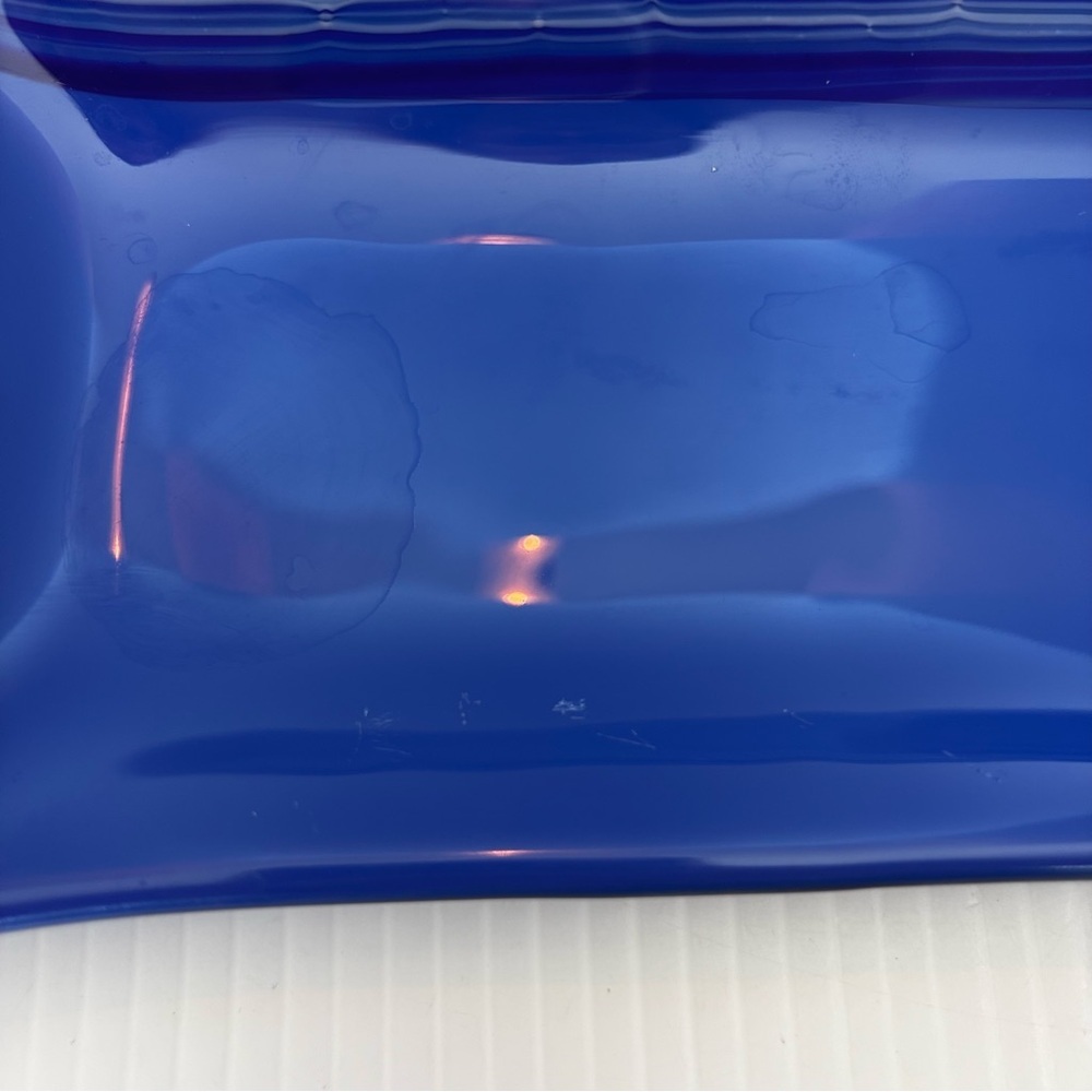 Cobalt Blue Fused Glass Catch All -trinket Plate Dish Signed By Artist - Picture 5 of 9